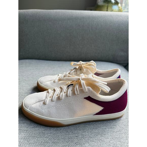 Rothy's Women's The Lace Up Sneaker Size 8 Plum Berry Bone Cream Lightweight - Picture 3 of 14